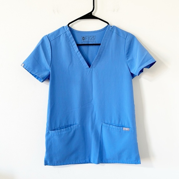 FIGS Casma Three Pocket Scrub Top Capri Blue Size XXS - Picture 2 of 8